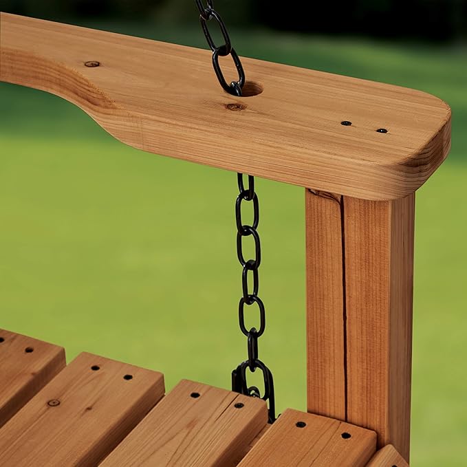 Backyard Discovery 55" Cedar Wood Farmhouse Outdoor Porch Swing Bench with Two-Person Seating, Durable Hanging Chains, Water-Resistant, Heavy-Duty 600 Lbs Weight Capacity for Patio, Deck, Garden