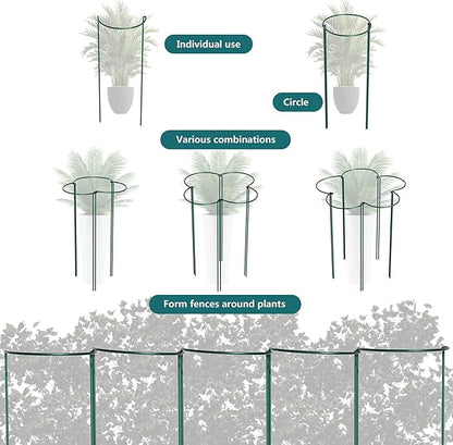 TCBWFY 10 Pack Garden Plant Support Stakes,10" Widex16 High Heavy Duty Interlinked Half Round Peony Support Ring Cage for Indoor Outdoor Plants,Plant Supports for Peony,Tomato,Hydrangea,Rose