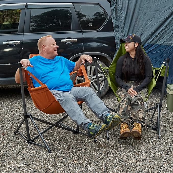 TIMBER RIDGE Hammock Camping Chair with Adjustable Backrest, Heavy Duty Folding Hammock Chair Supports 300lbs, Portable Hammock Chair for Camping, Travelling and Patio, Green 2 Pack