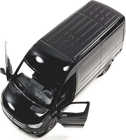 KiNSMART - Mercedes-Benz Sprinter Cargo Van 1:48 O Scale 5" Die Cast Metal Model Toy Van, Pull-Back Action (Black)