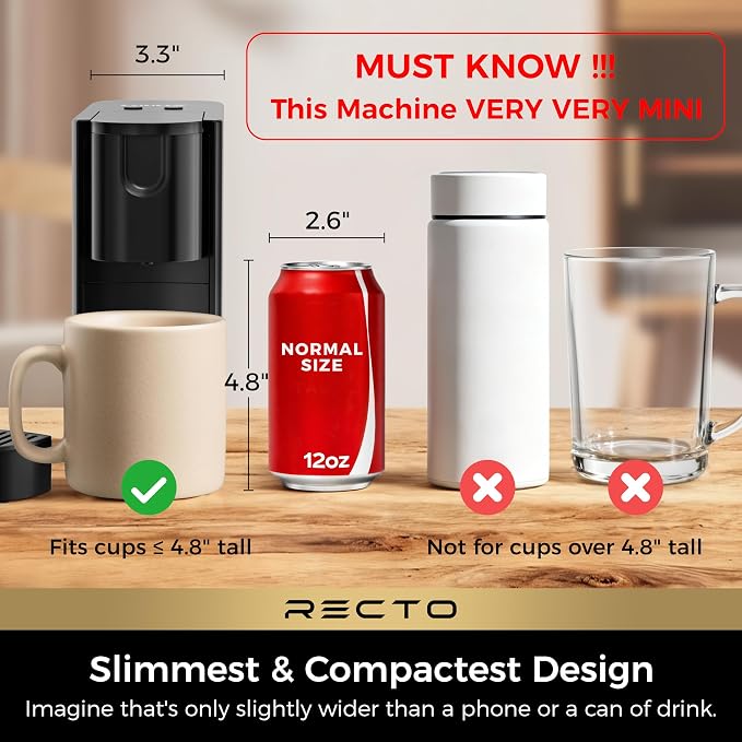 CHULUX RectoCafé Espresso Coffee Machine for Nespresso Original Capsule Pod | Extra Mini Design, 20 Bar Professional Italian Pump, Food-Grade Materials, Quiet with Low-Vibration Brewing for Home & Office
