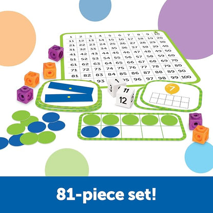 Learning Resources Skill Builders Kindergarten Math Activity Set - Kindergarten Learning Math Manipulatives Game, Number and Counting Blocks Activities, Classroom Manipulatives Teaching Materials