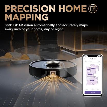 Shark PowerDetect NeverTouch Pro Robot Vacuum & Mop, Black,RV2820ZE | 5 PowerDetect Technologies, NeverStuck, NeverTouch Pro Base (Self-Empty 60-Day, Refill, Pad Wash/Dry), 360° LiDAR + 3D Sensor