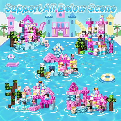 Magnetic Blocks for Girls, 100PCS 0.8inch Magnetic Building Blocks, Magnetic Cubes Sensory Toy for STEM Constructions Magnetic Blocks for Kids Ages 3 4 5 6 7 8 +, Girls Birthday Gifts