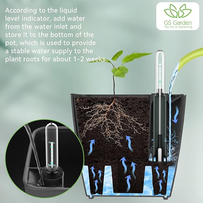Self Watering Planters for Indoor Plants : 5 inch 6 Pack Grey Planter with Water Level Indicator African Violet Self Watering Flower Pot for Herb Pot House Plant Planting
