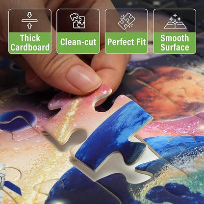 BenBen Puzzles for Kids Ages 4-6, 3 Pack 100 Pieces Large Puzzles for Toddlers 3-5 (Dinosaurs, Outer Space, Ocean Life), Learning & Educational Games for Kids 6-8, 19.75” x 13.75”