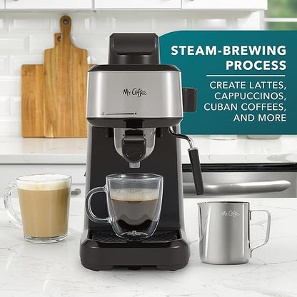 Mr. Coffee 4-Shot Steam Espresso Cappuccino and Latte Maker with Stainless Steel Frothing Pitcher