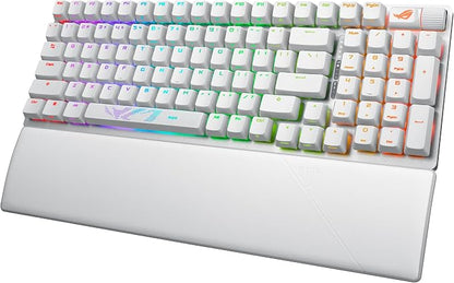 ASUS ROG Strix Scope II 96 Wireless Mechanical Gaming Keyboard – 96% Full-Size, Tri-Mode Connectivity, Hot Swappable Pre-lubed ROG NX Storm Clicky Switches, PBT Keycaps, RGB, PC/Mac Support - White