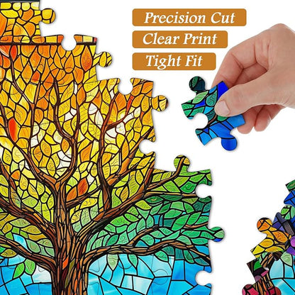 PICKFORU Stained Glass Puzzles for Adults 1000 Pieces and up, Mosaic Tree of Life Puzzle Unique Rainbow Puzzles, Colorful Difficult Jigsaw Puzzles for Adults