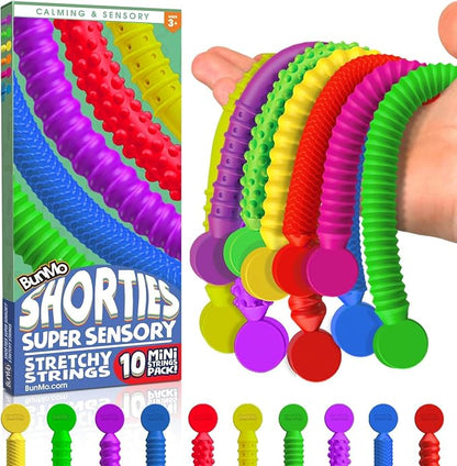 BUNMO Stretchy Strings - Sensory Toys - Stimulating & Addictive Toys for Kids - Fidget Toy - Hours of Fun for Kids - Non-Mouthable Toy 3+ - Mini Sensory 10 Pack
