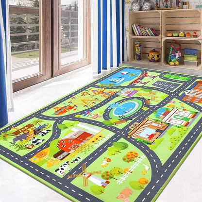 HEBE Kids Play Rug 4'x6' ABC Alphabet Numbers Shapes Educational Kid Area Rug Washable Baby Crawling Mat Non Slip Kid Play Mat Carpet for Girl Boy Bedroom Playroom