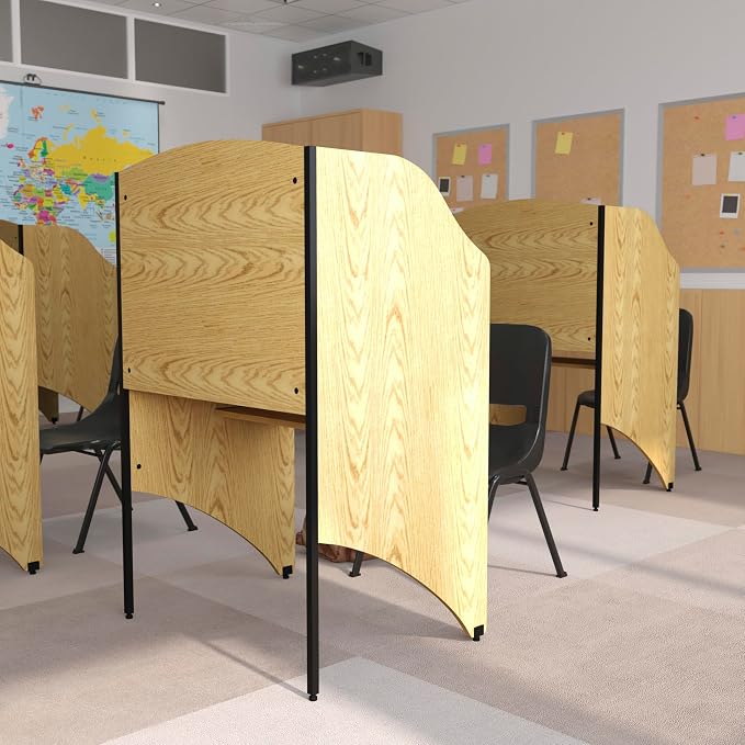 Flash Furniture Kevin Starter Study Carrel in Oak Finish