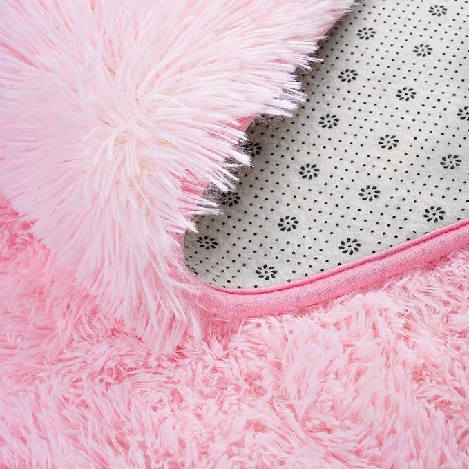Softlife Ultra Soft Fluffy Area Rugs for Bedroom, Girls and Boys Room Kids Room Nursery Rug, 3 x 5 Feet Shaggy Fur Indoor Plush Modern Floor Carpet for Living Room Christmas Decor, Pink