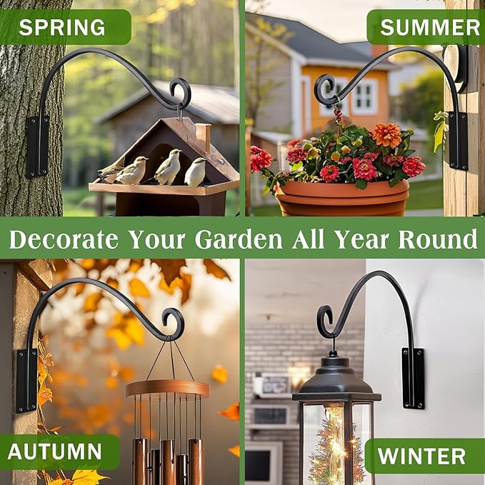 16 Inch Plant Hangers Outdoor 2 Pack,Plant Hanging Hook Bracket for Bird Feeder Hanger,Hanging Plant Hooks for Outside Baskets Lanterns Wind Chimes Outdoor Indoor
