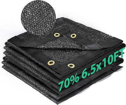 Kesfitt 70% Shade Cloth 6.5x10 ft, Breathable HDPE Mesh Sun Shade Tarp for Garden & Greenhouse, UV Resistant Outdoor Shade Fabric with Copper Grommets for Plants, Patio, Yard
