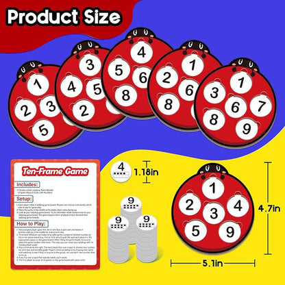 Math Games for Kids, Math Manipulatives Kindergarten Preschool Counting Toys, Ten Frame Set Addition and Subtraction Flash Cards Matching Bingo Number Games Homeschool Classroom Must Haves