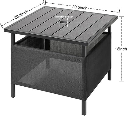 LZRS Adirondack Square Outdoor Side Table with Umbrella Hole, Pool Composite Patio Table,HDPE End Tables for Backyard,Pool, Indoor Companion, Easy Maintenance & Weather Resistant(Light Grey)