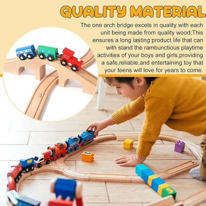 JarThenaAMCS 24Pcs Wood Train Track Expansion Set Wooden Track Connectors Adapters and Bridges Straight Wooden Train Tracks Accessories for Most Major Toy Railway