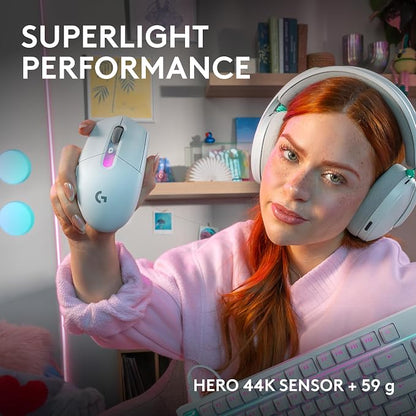 Logitech G305 X Superlight Wireless Gaming Mouse - White | Lightweight 59g, HERO 44K Sensor, RGB lighting, Lightspeed, Bluetooth, 130+ Hr battery life, 6 programmable buttons, PC/Mac