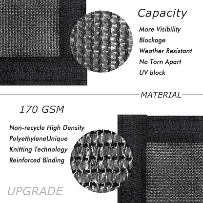 UPGRADE Privacy Fence Screen 4'x43' Black Outdoor 90% Visibility Blockage 170 GSM Mesh Shade Cover Panels for Backyard,Balcony,Home Decoration with Zip Ties,Customized Avaliable