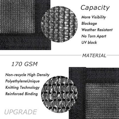 UPGRADE Privacy Fence Screen 4'x64' Black Outdoor 90% Visibility Blockage 170 GSM Mesh Shade Cover Panels for Backyard,Balcony,Home Decoration with Zip Ties,Customized Avaliable