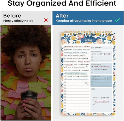 Taja To Do List Notepad, Undated Daily Planner for Work and Goal Setting | Citrus Grove, 52 Sheets, 9.8" x 6.5" , for Office, Home and school, Daily Task Planning, Notes and Everyday Organization