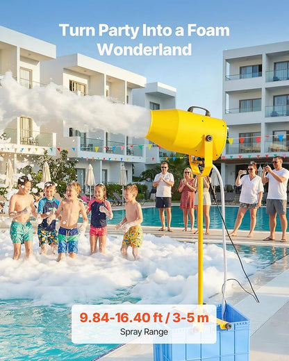 VEVOR Foam Machine, 9.84 to 16.40 ft Spray Distance Foam Cannon Party Machine, Bubble Cannon with 74QT Water Tank, Stable Vertical Design, Dense Foams Maker for Gatherings, Celebrations & Par