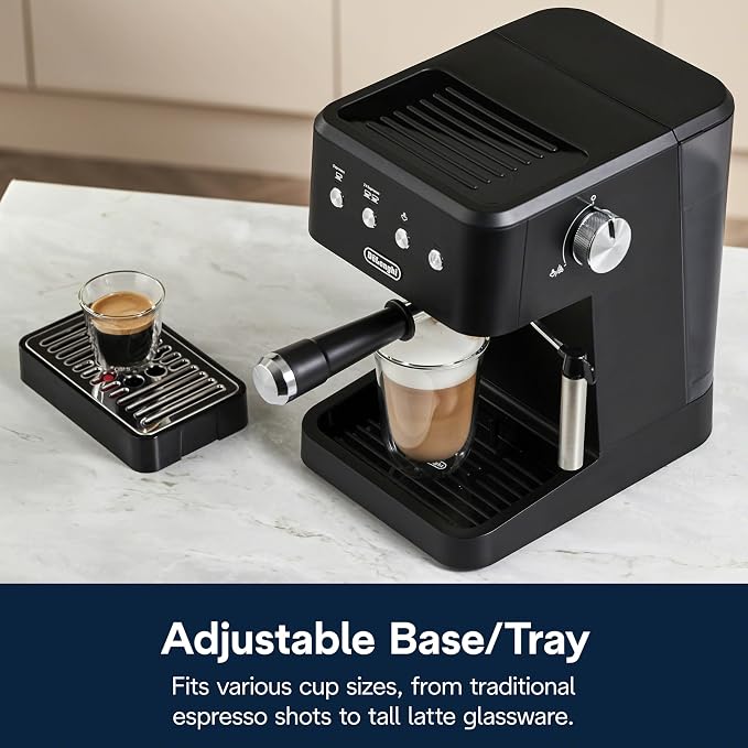 De’Longhi Classic Matte Black Espresso Machine, Easy-to-Use Milk Frother | #1 Worldwide Espresso Machine Maker, Rapid Heat-Up, Preset Single & Double Espresso, Frother, Compact Design