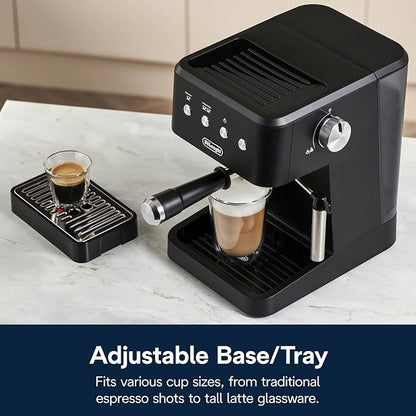 De’Longhi Classic Matte Black Espresso Machine, Easy-to-Use Milk Frother | #1 Worldwide Espresso Machine Maker, Rapid Heat-Up, Preset Single & Double Espresso, Frother, Compact Design