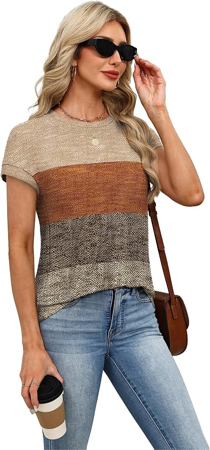 Alaroo Womens Summer Tops Short Sleeve Shirts Crew Neck Tshirt Cute Trendy Tunic Blouses (S-3XL)