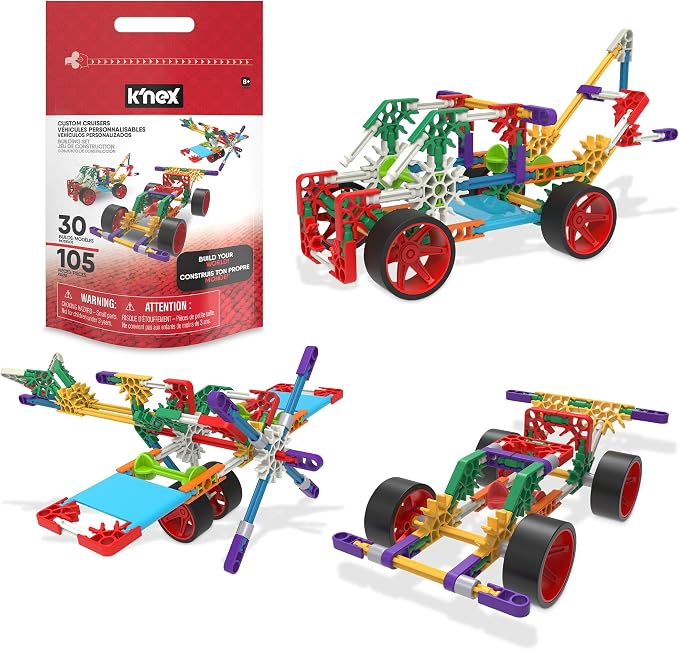 K'NEX Custom Cruisers 30 Model Set with Storage Bag - STEM Building Kit, Kid Construction, Creative Play Toy‚ Ages 8+