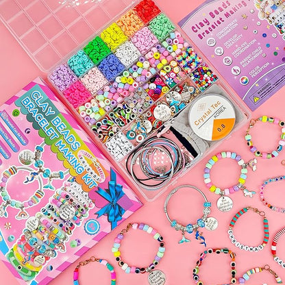 leitait Girls Toys Bracelet Making Kit -3400pcs Charm Jewelry Making Kit Supplies,Unicorn/Mermaid Crafts Birthday Christmas Gifts for Girls Ages 5 6 7 8 9 10 11 12 Years Old