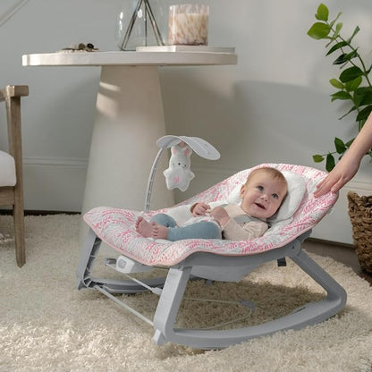 Ingenuity Keep Cozy 3-in-1 Grow with Me Vibrating Baby Bouncer Seat & Infant to Toddler Rocker, 0-30 Months Up to 40 lbs (Pink Lily)