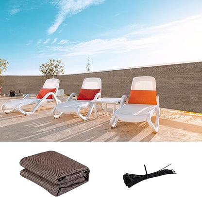 LOVE STORY Custom Size 3.3'x8' Brown Balcony Privacy Screen,UV Block Privacy Fence Screen,90% Shield for Outdoor Pool Garden Apartment Railing