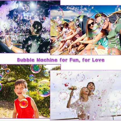Fansteck Bubble Machine - Automatic Bubble Blower for Kids, Portable Metal Bubble Makers Big Bubbles, Plug-in Bubble Toys for Parties, Weddings, Indoor Outdoor (Black)