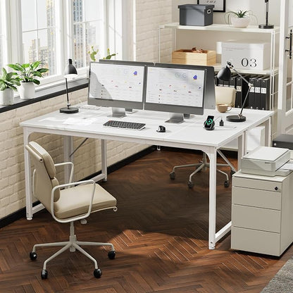 PRAISUN 63 X 24 Inch Computer Desk, Power Outlets, USB-C, White | Office Desk with 4 AC Outlets, USB & USB-C, Sturdy Metal Frame, Spacious Desktop for Work, Writing, Study & Gaming