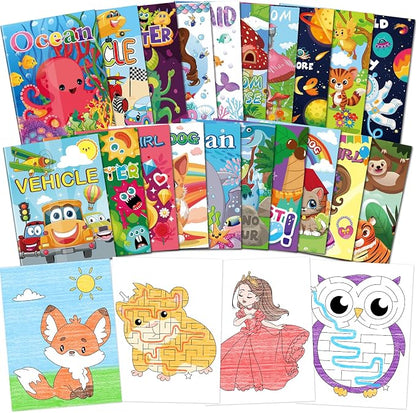 Elfew Small Coloring Books for Kids Ages 4-8, 3-5, 20 Pack Bulk | 5.1x6.7 Inches, Portable Mini Puzzle Books, Party Favor for Kids, School Goodie Bags Stuffers, Gifts for Boys Girls