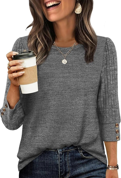WIHOLL 3/4 Length Sleeve Womens Tops Sweaters Shirts Lightweight Spring Outfits 2026 Winter Clothing S-2XL