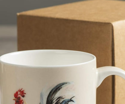 Maison d' Hermine Coffee Mug with Handles Tea Cups (12 Ounce, Pack of 1) | Fine Bone China Coffee Mugs for Hot Beverages Cappuccino Latte Home Restaurant Hotel Spring Summer -Campagne - Coq