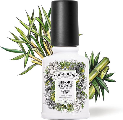 Poo-Pourri Before-You-Go Toilet Spray,Bamboo Rain,100 Uses,Bathroom Odor Deodorizer with Essential Oils for Home or Work,Travel Essentials,TSA Approved Size, Bamboo & Fresh Grass, 2 Fl Oz (Pack of 2)