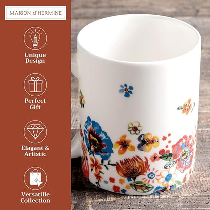 Maison d' Hermine Coffee Mug with Handles Tea Cups (15 Ounce, Pack of 1)