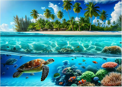Sutinban Sea Turtle 1000 Piece Puzzle for Adults, Coolest Adult Puzzle 1000 Pieces, Wave Spirit Hawaii Ocean Jigsaw Puzzles Home Decor Happy Family Time