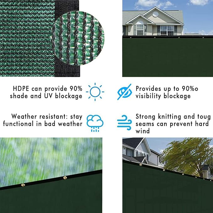 UPGRADE Privacy Fence Screen 3'x47' Dark Green Outdoor 90% Visibility Blockage 170 GSM Mesh Shade Cover Panels for Backyard,Balcony,Home Decoration with Zip Ties,Customized Avaliable