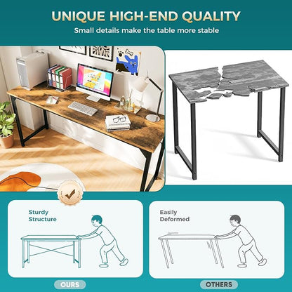 OLIXIS 63 Inch Computer Office Desk for Small Spaces, Writing Gaming Work Desk Modern Study Table with Storage Bag & Headphone Hook Home Bedroom, Rustic Brown | Computer Writing Workstation, Strong Metal Frame, Small Spaces Home Bedroom Dorm, Rustic Brown