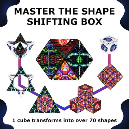Shashibo Sensory Fidget Toy for Adults & Kids, Stress Relief Fidget Toy for Adults, Teens & Kids, Cool Fidget Toys for Desk, Classroom Must Have, Sensory Shape Shifting Cube, 100+ Possible Shapes