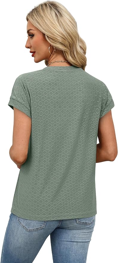 Alaroo Womens Summer Tops Short Sleeve Shirts Crew Neck Tshirt Cute Trendy Tunic Blouses (S-3XL)