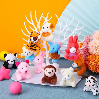 Mini Plush Animal Toy Set,Cute Animals Keychain Decoration for Kids,Goodie Bag Fillers, Basket Stuffers, School Prizes, Valentine's Day Party Supplies (60pcs)