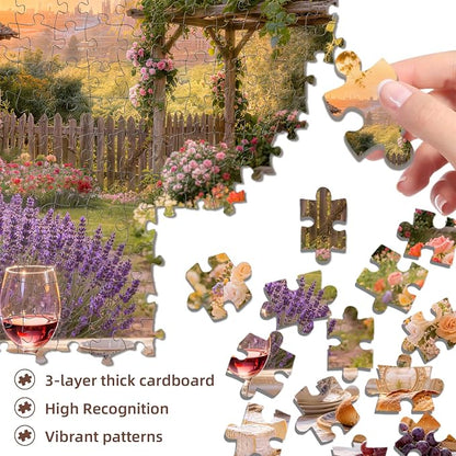 Cottage Garden Wine Puzzles for Adults 1000 Pieces,Challenging Jigsaw Puzzles for Adults,Difficult Impossible Puzzle for Family Game Night,Puzzle with Letters on Back,Recycled Paper Jigsaw Puzzle