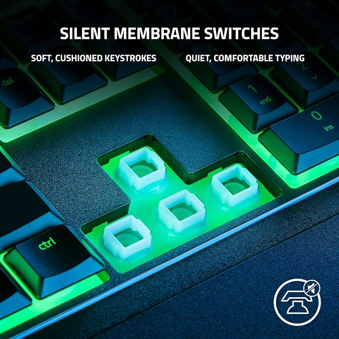 Razer Ornata V3 X Gaming Keyboard: Low-Profile Keys - Silent Membrane Switches - Spill Resistant - Chroma RGB Lighting - Ergonomic Wrist Rest - Classic Black (Renewed)