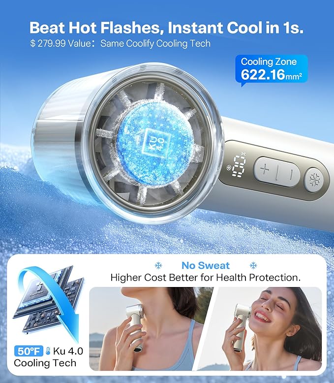 TORRAS COOLiFY iva Handheld Fan with Ice Cooler, [Chill by 50°F], 0-100 Adjustable Speed, Super Mini Powerful Portable Fan 4900mAh Rechargeable, Hand Fans for Travel Essentials,Mothers Day Gifts,Ivory